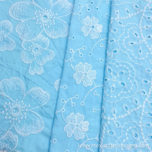 100% Cotton Poplin Embroidery Fabric For Women Shirts